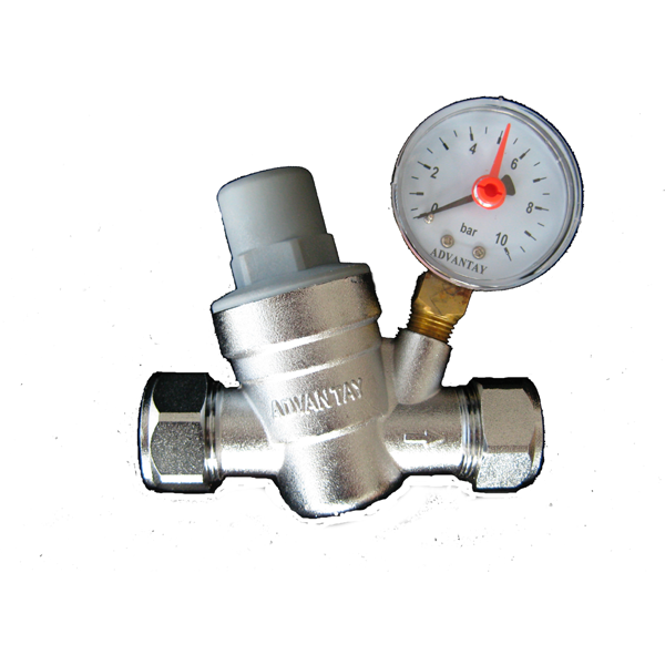 Albion ART675 pressure reducing valve 15mm/22mm c/w Gauge