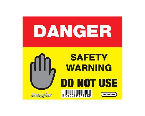 Regin REGP36 Warning Stickers / Tags c/w Cable Ties